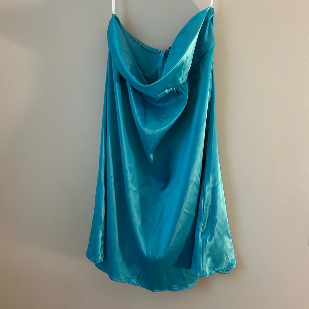 Elegant Teal Satin Dress